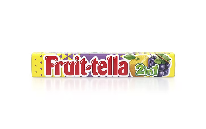 Fruit-Tella 2In1 Lemon Grape Gelatine Free Candy 36g | Imported