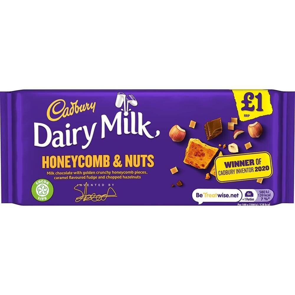 Cadbury Dairy Milk Honeycomb & Nuts Chocolate 180G, Imported