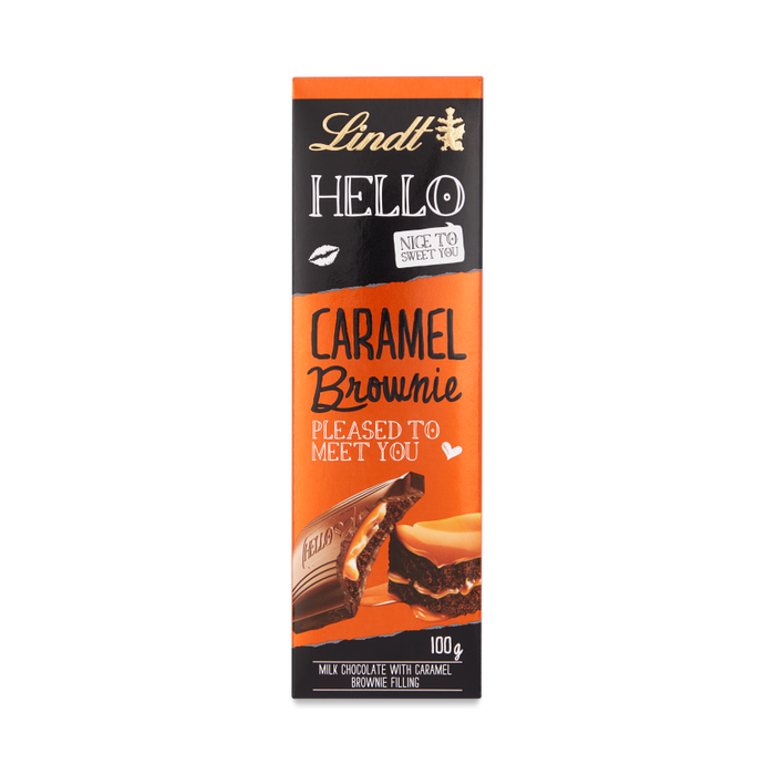 Lindt Hello Caramel Brownie Chocolate Bar (100g) - Imported from Switzerland
