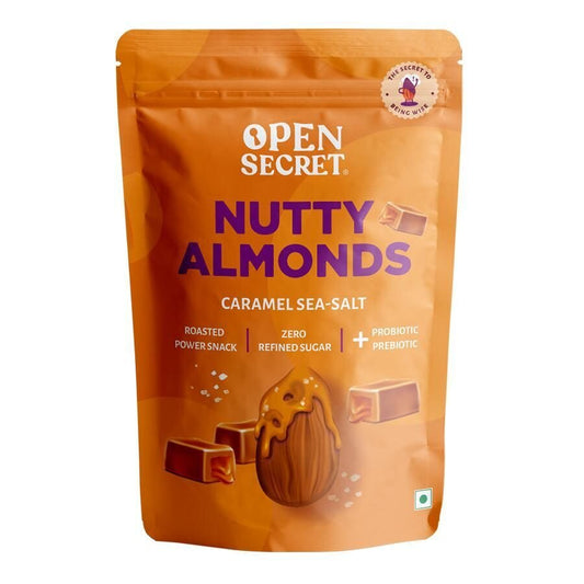OPEN SECRET NUTTY ALMONDS CARAMEL SEA SALT SNACK 135G
