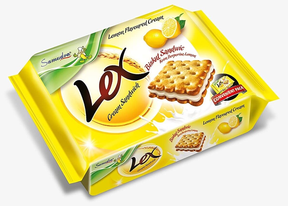 Lex Cream Sandwich Biscuits - Lemon Flavour 152g, Imported