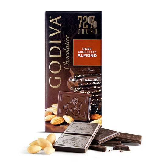 Godiva Tablet Almond  72% Dark Chocolate - 100g, Imported