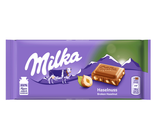 Milka Hazelnuss Broken Hazelnut Chocolate 100G | Imported