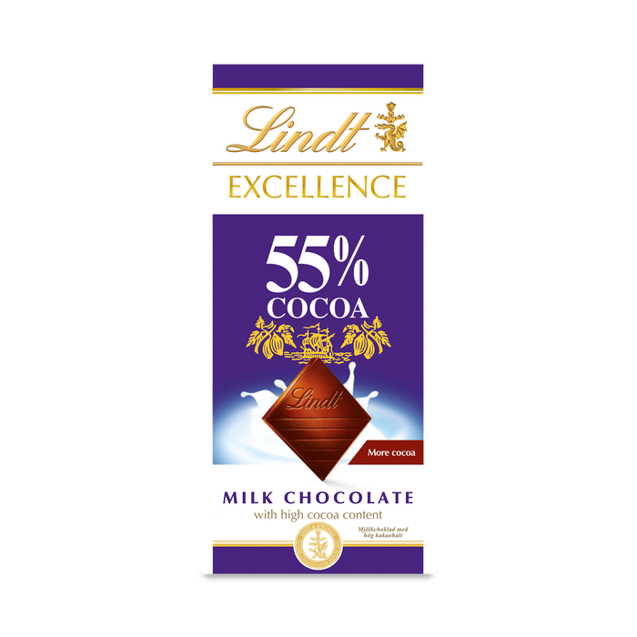 Lindt Excellence 55% Cocoa Milk Chocolate Bar - 100G