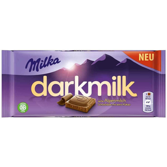 Milka Dark Milk Alpenmilk Chocolate With Extra Cocoa Chocolate Bar , 85G | Imported