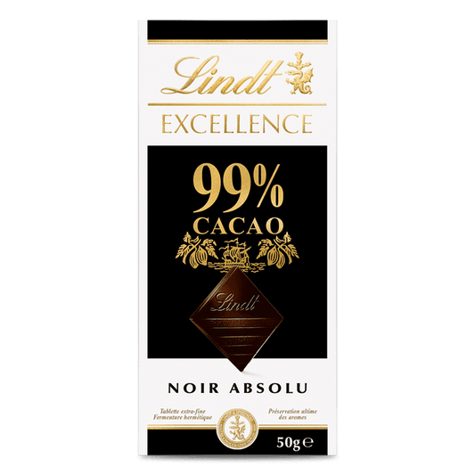 Lindt Excellence Intense Dark 99% Absolute Cocoa Chocolate Bar 50G | Imported