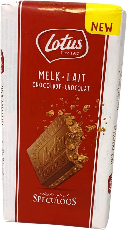 Lotus Biscoff Milk Chocolate Original Speculoos Crumble Bar - Smooth Milk Chocolate Bar with crunchy Biscoff Biscuit Pieces 180g | Imported