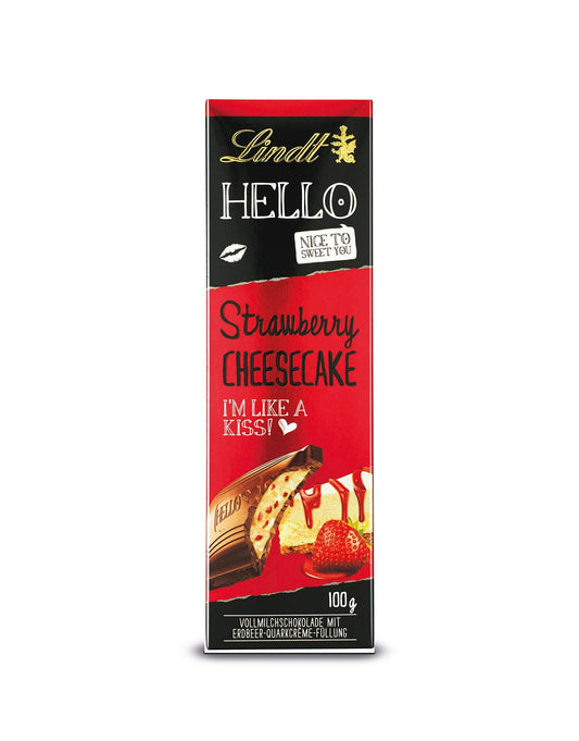 Lindt Hello Strawberry Cheesecake Milk Chocolate Bar (100g) - Imported
