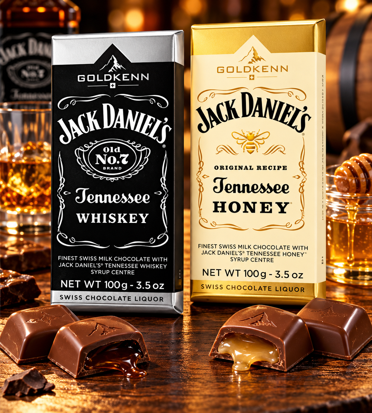 Goldkenn Jack Daniel’s Swiss chocolate combo Old No. 7 and Tennessee Honey 100g each